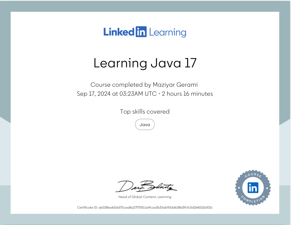 Learning Java 17